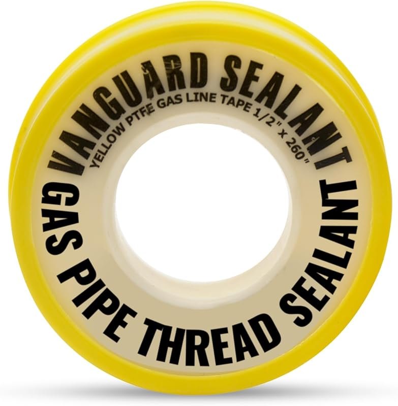 Teflon Gas Pipe Thread Sealant - PTFE Yellow Teflon Tape for Gas Fittings - 260" Length Pipe Thread Tape 1/2 inch High