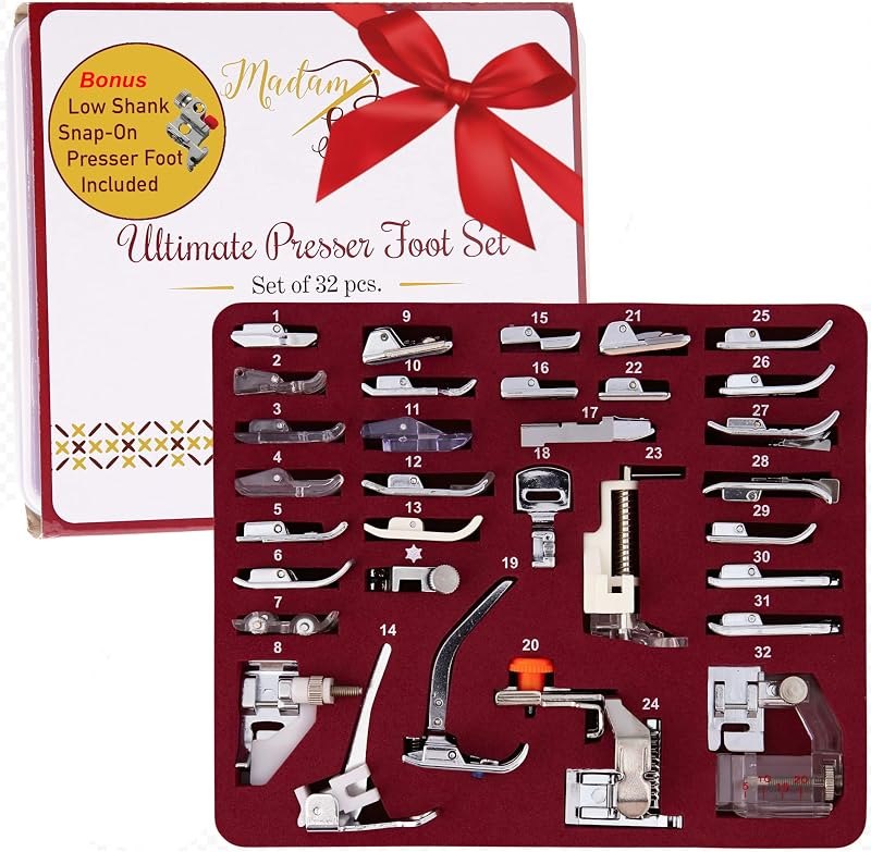 Madam Sew Presser Foot Set 32 PC Set — sewing walking foot for sewing walking foot