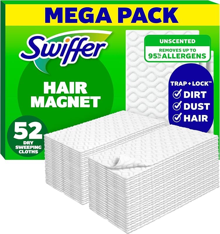 Swiffer Sweep + Mop, Dry Pads Refill, Floor Cleaner for Dirt, Dust, Hair, Cleaning Cloths for Mopping Home, Bathroom