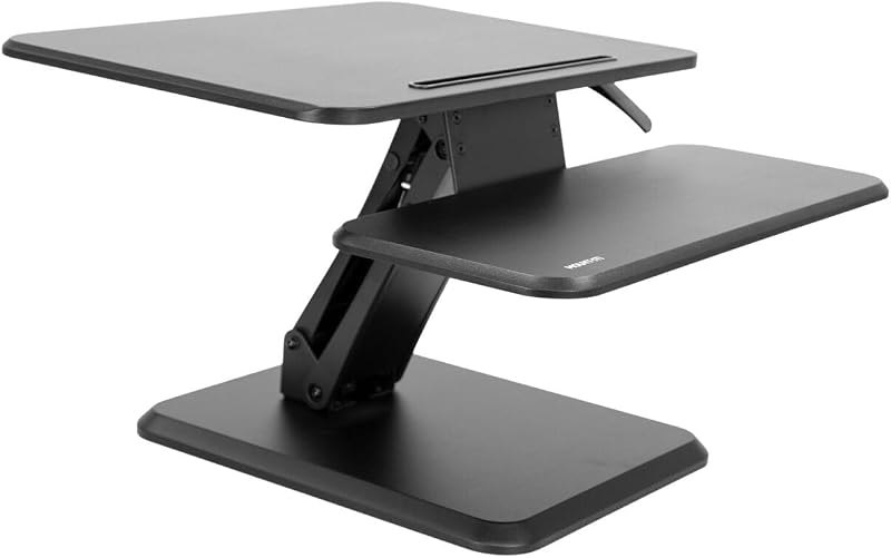 Mount-It! Standing Desk Converter, Compact 25" Sit Stand Desk Riser with Gas Spring Lift, Adjustable Height Desktop