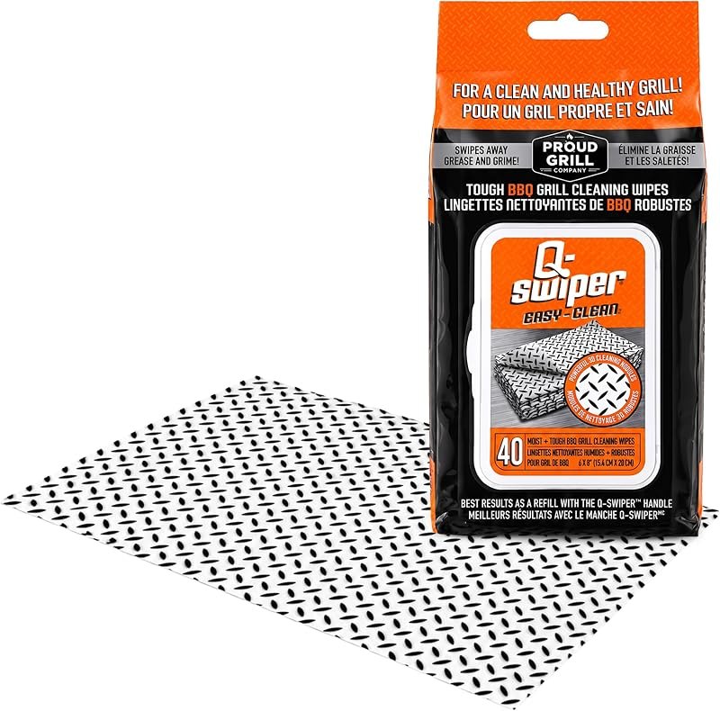 Proud Grill Q-Swiper Easy-Clean Moist, Tough BBQ Grill Cleaning Wipes, 40ct — grill cleaning tablet for grill cleaning