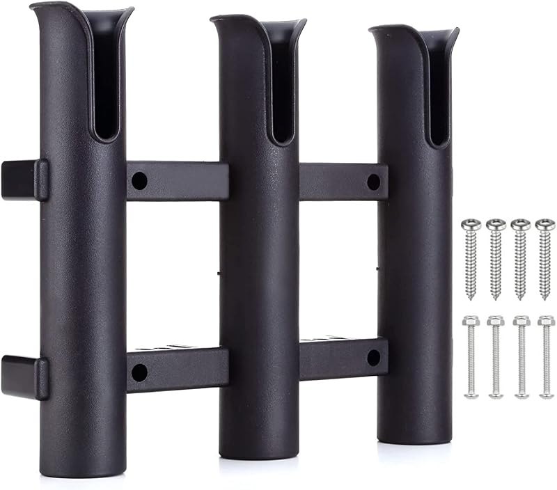 BigTron Fishing Rod Holder Bracket, Tube 3 Rod Rack, Fishing Rod for Boat Kayak Garage Storage or Truck with Screws