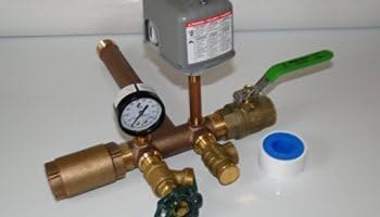 1.25" x 14" Modern Brass Water Well Pressure Tank Kit with FSG2 Pressure Switch, No Lead, Electric, 12V DC