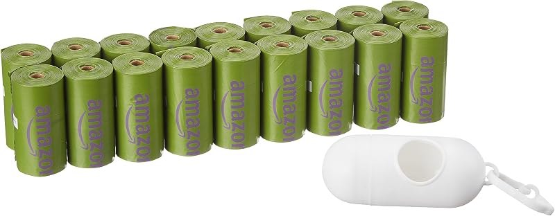 Amazon Basics Premium Leak Proof Dog Poop Bags with Dispenser and Leash Clip, Lavender Scented, 13" x 9", 270 Count