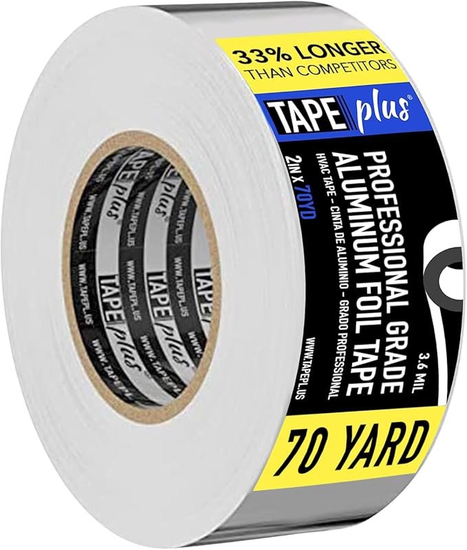 TapePlus Aluminum Foil Tape - HVAC & Ductwork Sealing with HVAC Tape - Metal Ductwork Insulation & Moisture Protection