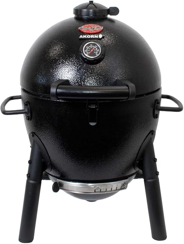 Char-Griller AKORN Jr. Portable Kamado Charcoal Grill and Smoker, Triple-Wall Insulated Steel with Cast Iron Grates