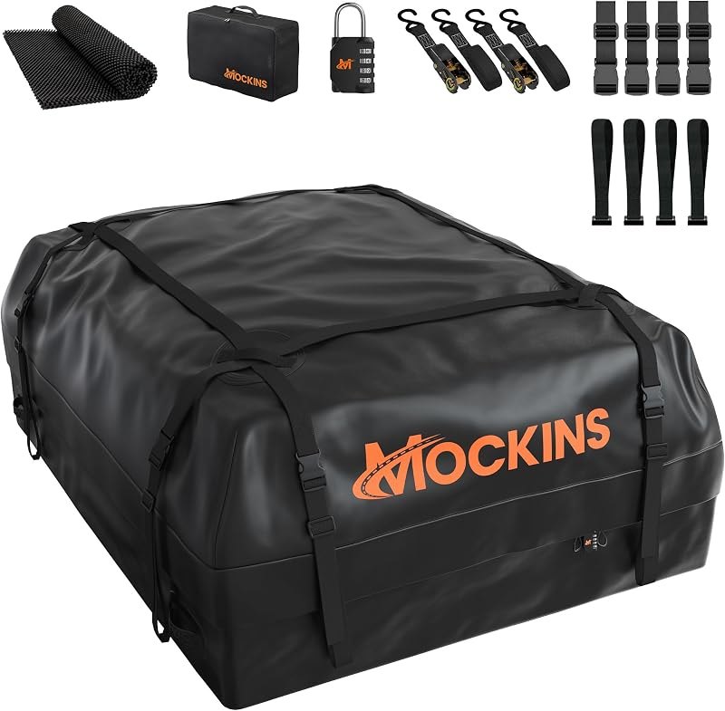 Mockins 16 Cu Ft Weatherproof No Rack Rooftop Cargo Carrier Bag 45"x34"x18" — best overlanding roof bag for
