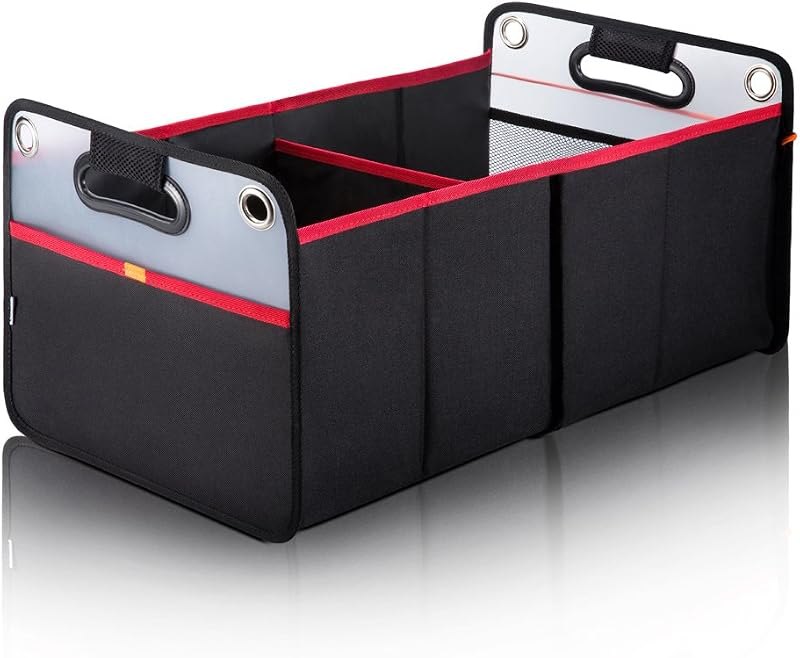Car Trunk Organizer, Collapsible Auto Trunk Organizer Storage, Portable Grocery Cargo Container with Two Large