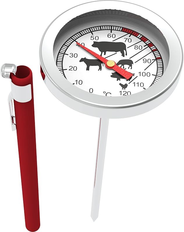 100600 Meat Roasting Thermometer for Baking, Smoking, Cooking, Graphic Scale 0-120Degree C, 130 MM, Stainless Steel