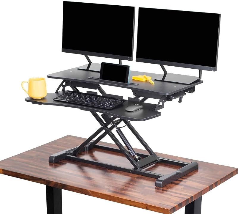 Flexpro Hero 32 Inch Standing Desk Converter, for Office and Home, Height Adjustable, 2 Level Sit to Stand Workspace
