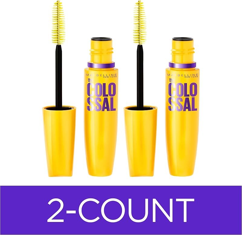 Maybelline Volum' Express Colossal Washable Mascara Makeup, Volumizing, Classic Black, 2 Count — makeup waterproof