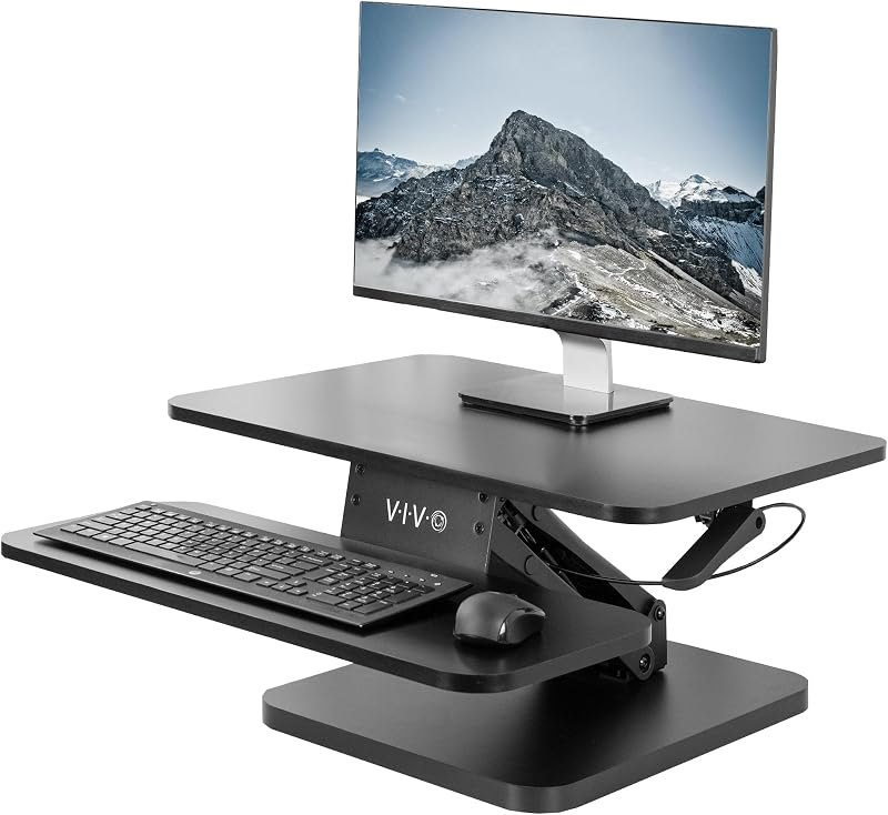 VIVO 25 in Standing Desk Converter, Keyboard & Mouse Tray — compact standing desk for compact standing desk
