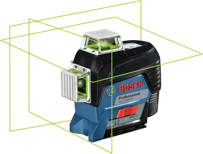BOSCH PRO GLL3-330CG 12V Max 360 Degree Connected Green-Beam Three-Plane — best real laser level for real laser level