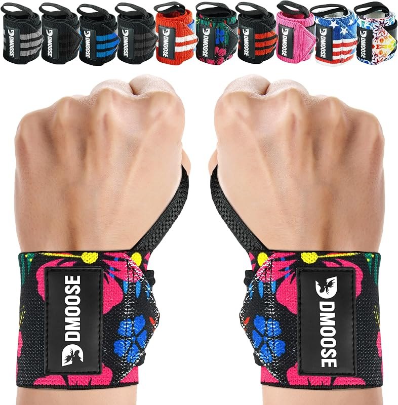 DMoose Fitness Wrist Wraps for Weightlifting 18" - Heavy Duty Gym Wrap with Hand Thumb Loop for Support & Pain Relief