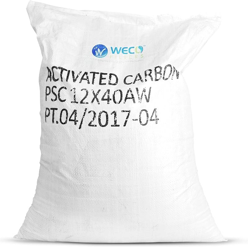 WECO Coconut Shell Granular Activated Carbon Charcoal for Water Filters 27.5 lbs Media for Chlorine, Chloramine, Odor