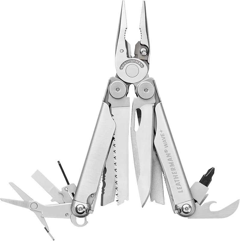 LEATHERMAN Wave Plus 18-in-1 Multi-Tool, DIY and Outdoors, Stainless Steel — Portable Emergency Multi Tool for