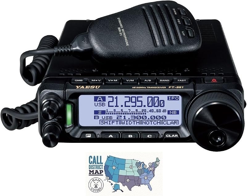 Bundle - 2 Items - Includes Yaesu FT-891 HF/6M All Mode 100W Mobile Transceiver and Ham Guides TM Quick Reference Card