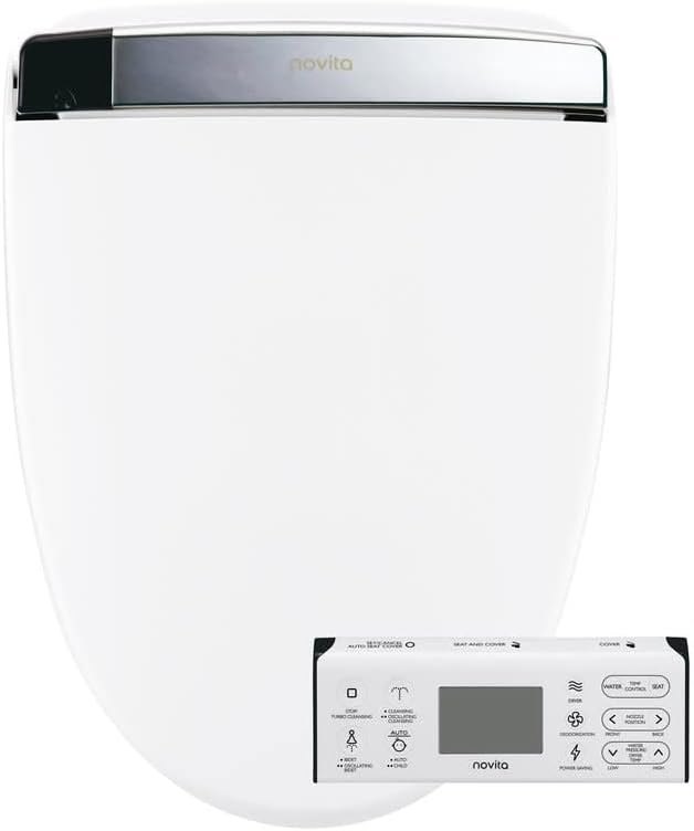 BH93-N0 Novita Round Electric Bidet Toliet Seat, Heated Bidet Seat for Existing Toilets, Bidet Warm Water with Dryer