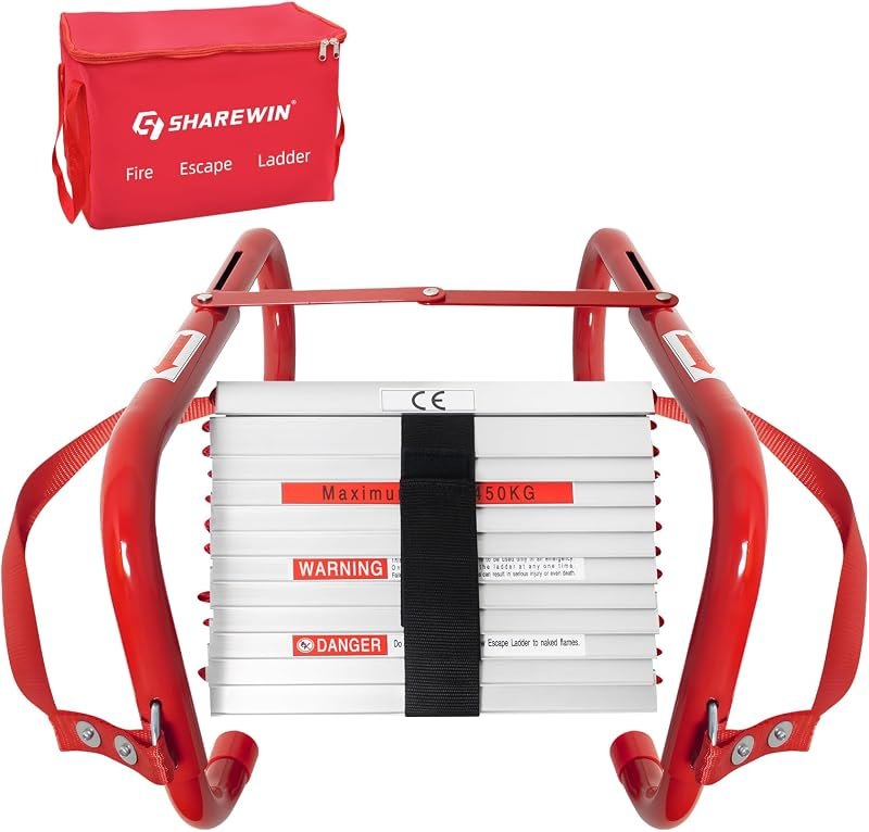 Portable Fire Ladder 2 Story Emergency Escape Ladder 15 Ft with Wide Steps V Center Support — window escape ladder for