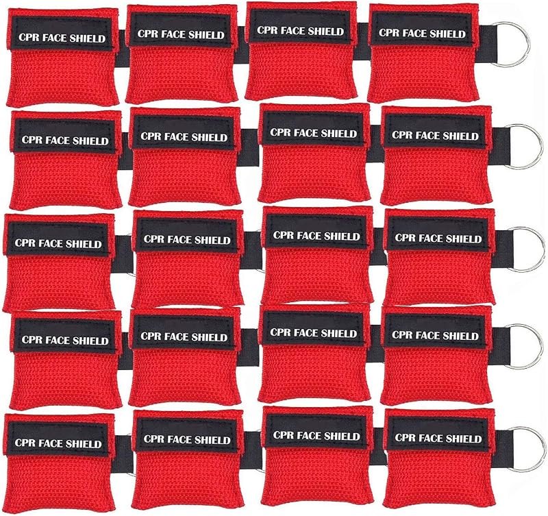 20pcs CPR Face Shield Mask with Keychain Keying Emergency Kit CPR Face Shields Pocket Mask for First Aid or CPR