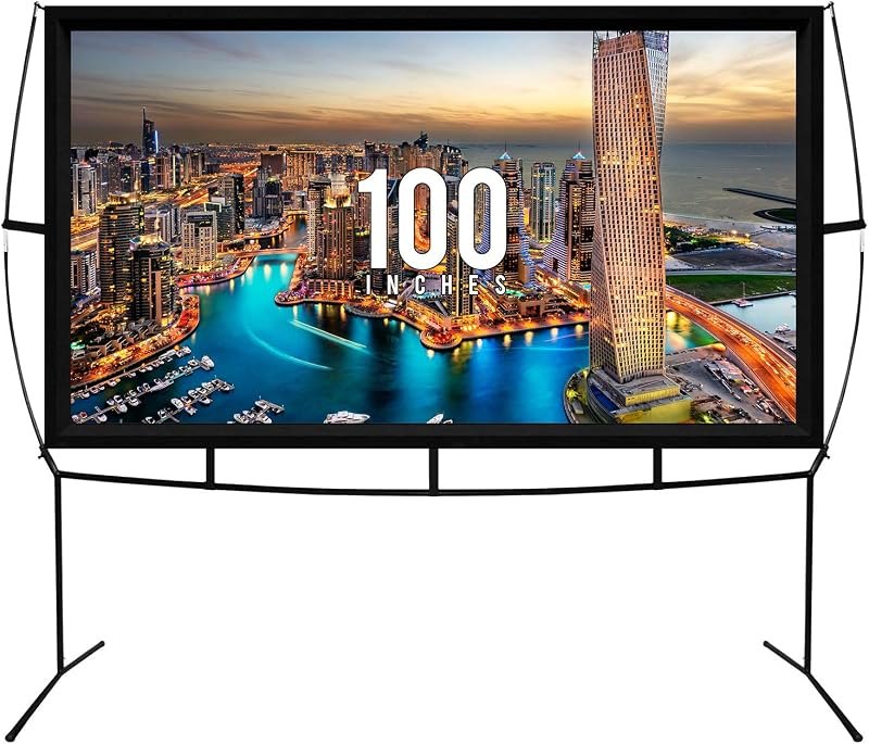 Portable Projector Screen - 100 Inch Projector Screen with Stand - Outdoor and Indoor Projector Screen for Movie
