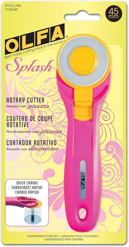 Olfa 1132645 45mm Fairy Floss Pink Splash Rotary Cutter, Multicolor — best craft rotary cutters for craft rotary cutters