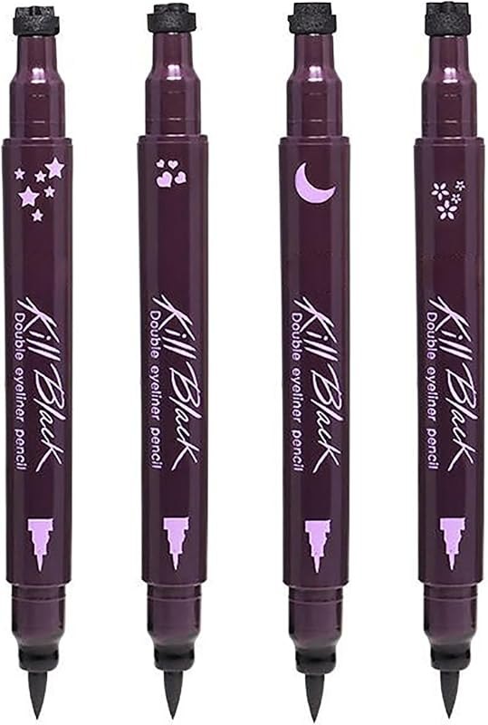 4 PC Double-Ended Eyeliner Stamp Heart/Flower/Moon/Star Shape Cosmetic Seal Stamp Waterproof Long Lasting Eyeliner