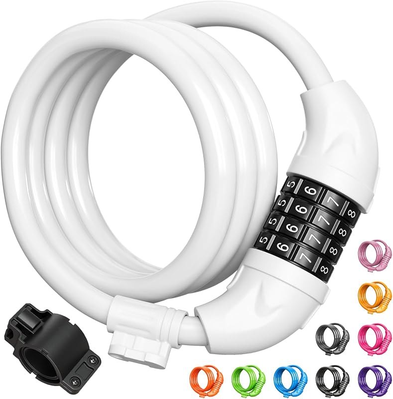 Titanker Bike Lock, Bicycle Lock 4 Feet Cable Lock 1/2 Inch Resettable Bike Lock Combination with Mounting Bracket