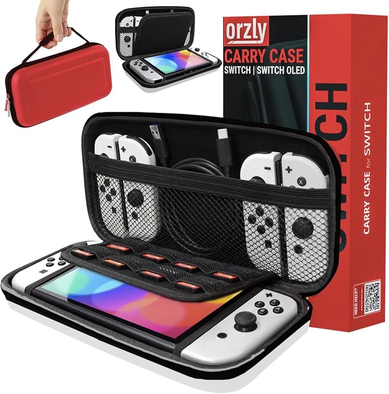 Orzly Carry Case Compatible with Nintendo Switch and New Switch OLED Console -Protective Hard Portable Travel Carry