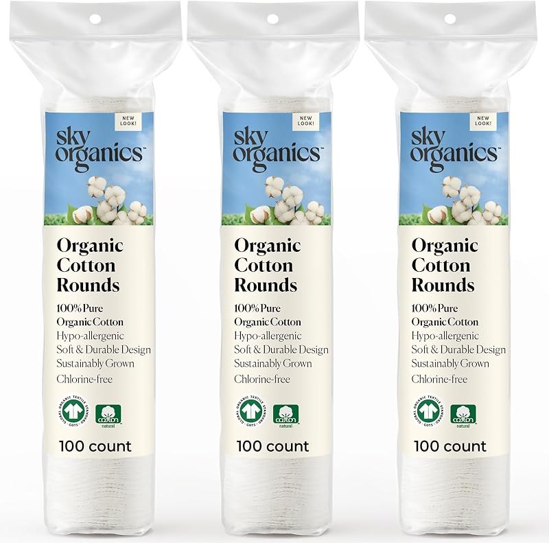 Sky Organics Organic Cotton Rounds 300ct, Chlorine-Free, for Sensitive Skin — skin cotton rounds for skin cotton rounds