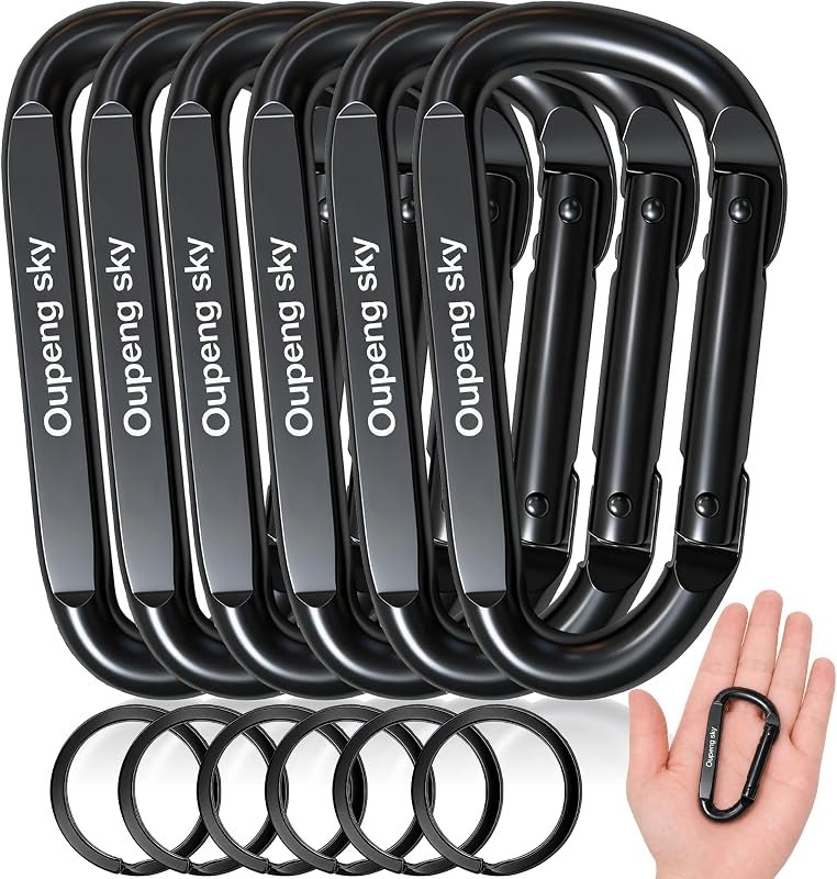 Carabiner Clip, 3" Iron Heavy Duty Carabiners 855lbs-11KN/2475lbs for Hammocks, Hiking,Keychains,Camping