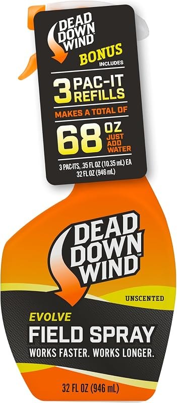 DEAD DOWN WIND Evolve 3D+ Field Spray Bottle & Refills - Odor Control Hunting Scent Control Spray -Unscented
