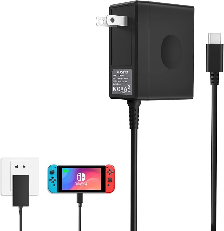 45W YCCSKY Charger for Nintendo Switch,AC Adapter for Nintendo Swith - Fast Travel Wall Charger with 5FT USB C Cable