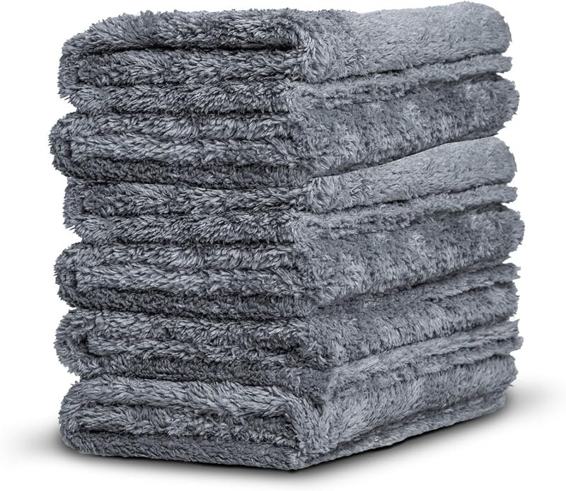 Adam's Borderless Grey Microfiber Towel (6pk) - Premium Ultra Soft Car Detailng Towel Cloths, 480gsm - Safe for Car