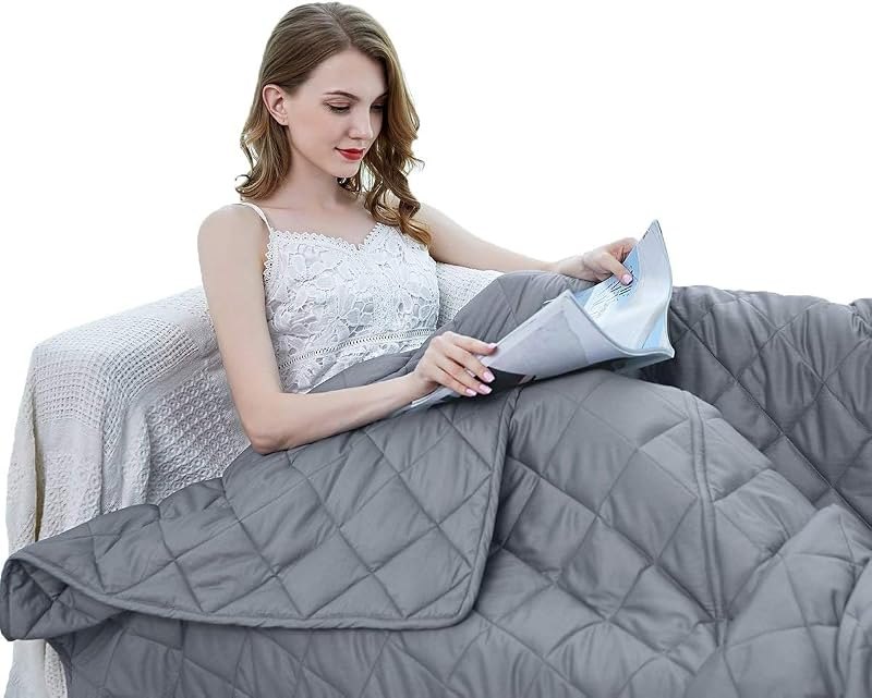 ZZZhen Weighted Blanket - High Breathability - 48''72'' 15LB - Premium Heavy Blankets - Calm Sleeping for Adult and