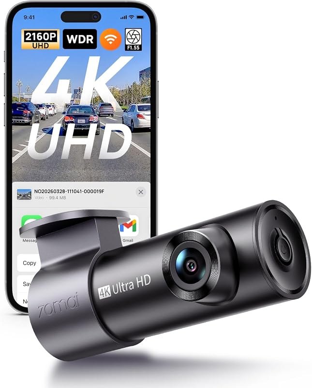 70mai M310 Plus 4K Dash Cam Front with Night Vision, 140° Wide Angle Dash Camera for Cars, WiFi Dashcam with App