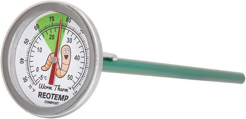 K83W Worm Therm Soil Thermometer with Worm Composting Digital Guide for Red Wiggler Compost Bins — compost bin outdoor