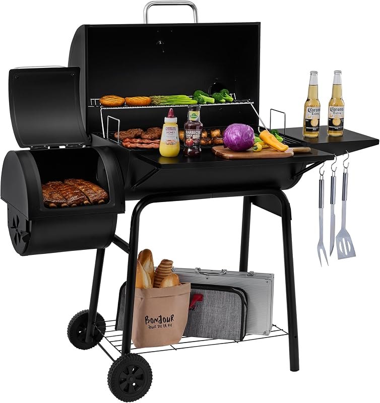 Royal Gourmet CC1830S BBQ Charcoal Grill and Offset Smoker, Outdoor Camping — offset smoker charcoal for offset smoker