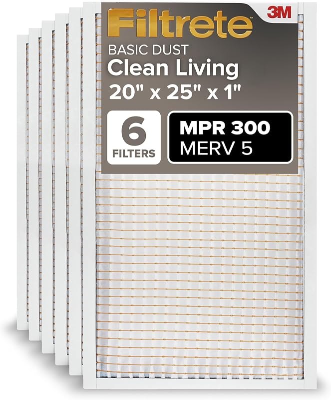Filtrete 20x25x1 Air Filter, MERV 5, MPR 300, 6 HVAC Filters — best furnace filter 20x25x1 for furnace filter 20x25x1