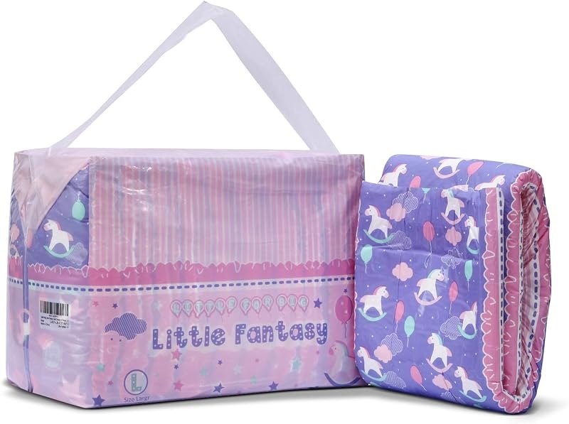 Littleforbig Printed Adult Brief Diapers 10 Pieces - Little Fantasy (Large 36"-46") — best adult tape diapers for