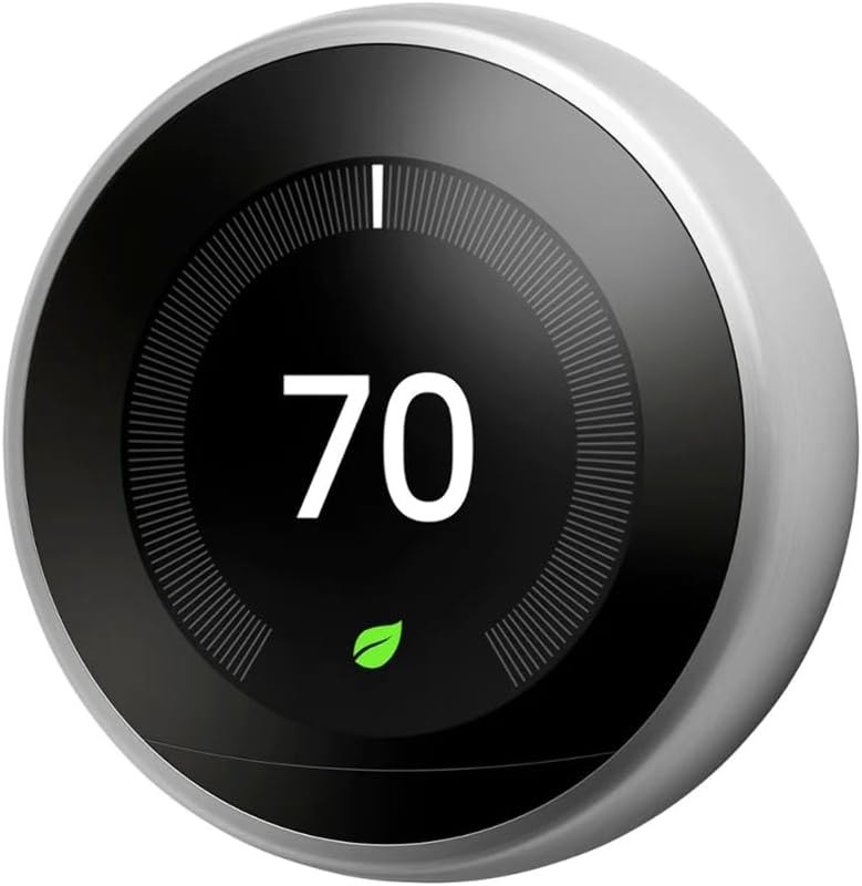 Nest (T3007ES) Learning Thermostat 3rd Gen, Stainless Steel with Deco Gear 2 Pack WiFi Smart Plug — nest learning
