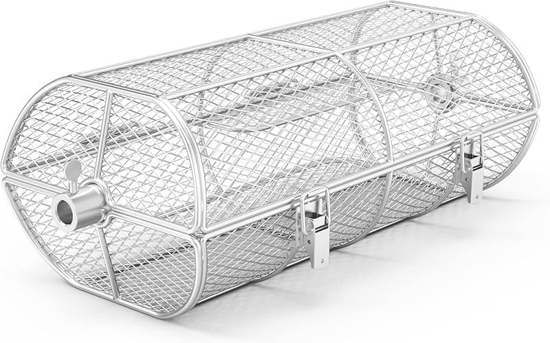 onlyfire Stainless Steel Universal Rotisserie Basket BBQ Grilling Basket — grill rotisserie kit for grill rotisserie kit