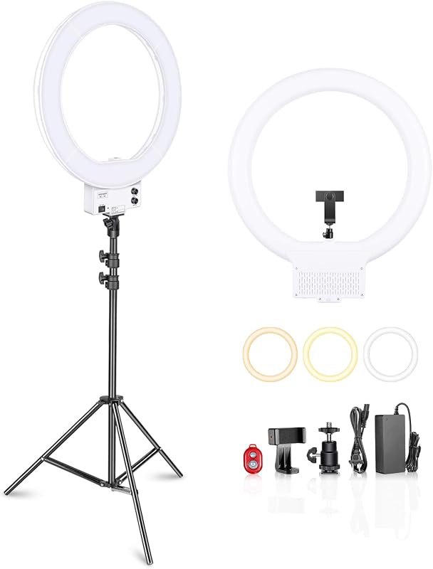 NEEWER 18 Inch Ring Light with Tripod Stand, 55W Large LED Ringlight, Cold Shoe Phone Holder Compatible with iPhone