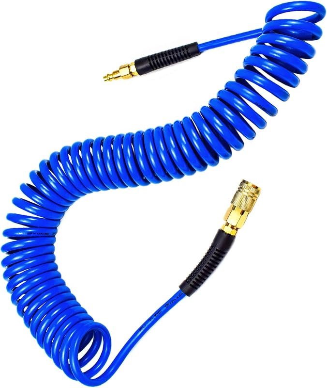 YOTOO Polyurethane Recoil Air Hose, Air Compressor Hose 1/4" Inner Diameter by 25' Long with Bend Restrictor, 1/4"
