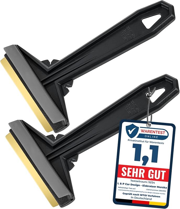 Car Ice Scraper Brass Blade - fast, easy & efficient - [ 2 Pack ] Brass Ice Scraper for Car - Ice Scrapers for Car