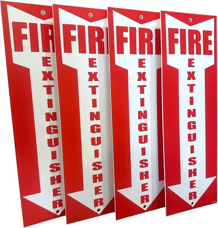 (4 pack) Fire Extinguisher Signs Fire Extinguisher For Business Office or Warehouse 80 mil Thick Plastic — Portable