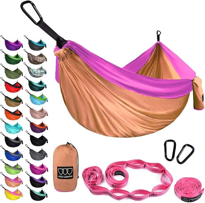 Gold Armour Camping Hammock - XL Double Hammock Portable Hammock Camping Accessories Gear for Outdoor Indoor with Tree