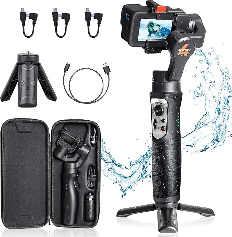 Hohem Action Camera Gimbal 3-Axis Handheld Stabilizer for GoPro Hero 12/11/10/9/8/7/6/5, Gimble Stabilizer for Osmo