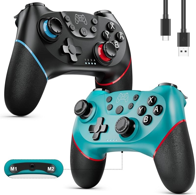 Diswoe Switch Controllers, 2 Pack Wireless Pro Controller for Switch 2/Lite/OLED with Mappable Buttons, Hall Effect