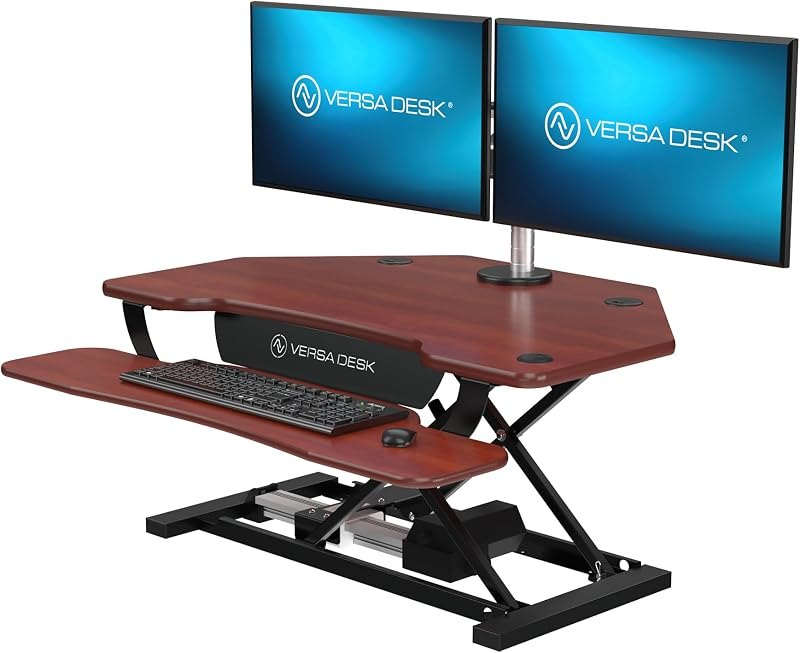 VERSADESK PowerPro 36 Inch Electric Corner Standing Desk Converter, Motorized Height Adjustable Sit-Stand Desk Riser